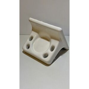Vintage Reclaimed MCM Gloss White Ceramic Tile-in Toothbrush Cup Holder